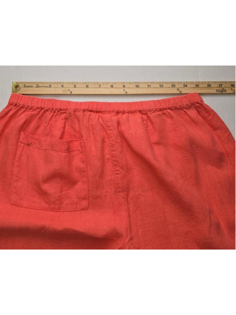 Chico’s Linen Cargo Wide Leg Crop Pants Size 2 Coral Lagenlook - Picture 7 of 8
